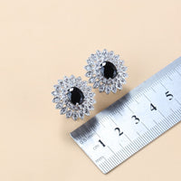 Elegant Cubic Zirconia Earrings Pendant Necklace Bracelet Ring Gift 4 PCs Set