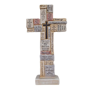 Adornos artesanales de estatua de resina de oración cruzada