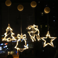 Christmas LED Suction Cup Chandelier Santa Claus Elk Snowman Lights Holiday Party Window Decor Lamps Battery Powered

