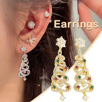 New Full Inlaid Colorful Zircon Christmas Tree Tassel Earrings
