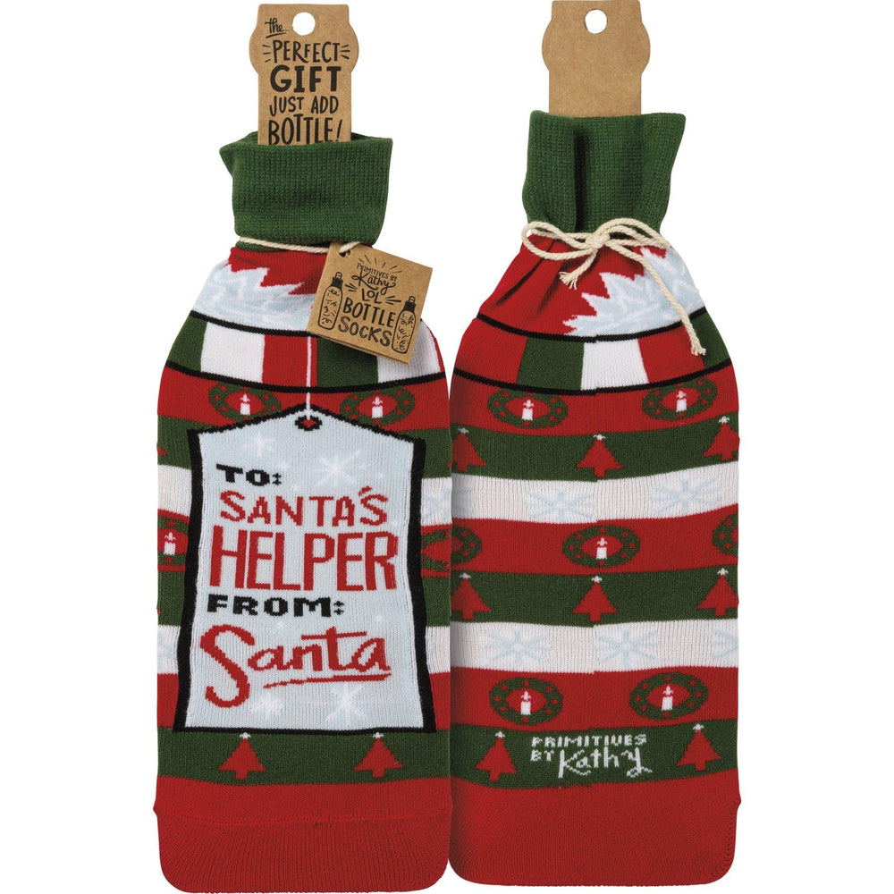 To Santa's Helper From Santa - Bottle Sock