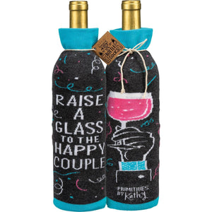 Levanta una copa a la feliz pareja - Calcetín para botella/Bolsa de vino