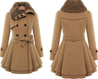 European Beauty Slim Mid-length Coat Double-Breasted Thick Coat
