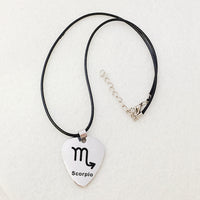 Zodiac Guitar Pick Leather Cord Necklace
