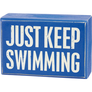 Just Keep Swimming - Box Sign And Sock Set