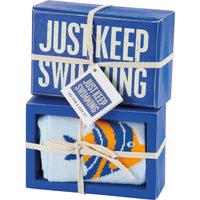 Just Keep Swimming - Box Sign And Sock Set
