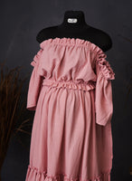 Bohemian Style Cotton Long Skirt Suit Two-in-one Photography Skirt Suit Off-neck
