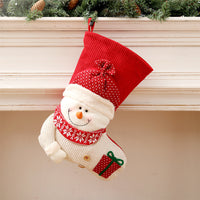 Red White Knitted Christmas Stocking Santa Claus Snowman