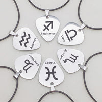 Zodiac Guitar Pick Leather Cord Necklace