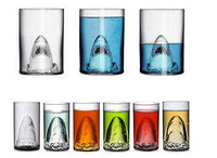 Taza de cristal transparente, vaso de tiburón, vino, té de la leche, agua, taza para desayuno, vasos de vino para Bar de doble capa
