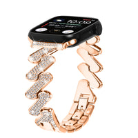 Bracelet de montre de style classique en métal et alliage de diamants à 7 mots
