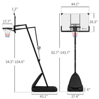 5-10 Basketball Stand, Freestanding Basketball System With 44 Shatterproof Backboard, Rebound System And Wheels
