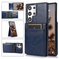 Solid Color Leather Card Wallet Samsung Phone Case