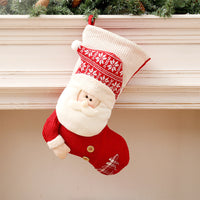 Red White Knitted Christmas Stocking Santa Claus Snowman