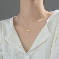 Double Heart Interlocking Titanium Steel Necklace