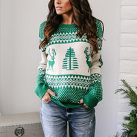 Christmas Sweater Cute Elk Geometric Print Knitted Sweater
