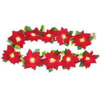 Red Poinsettia Garland String Lights
