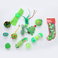 Christmas stocking bells plush mouse funny cat stick pet cat toy
