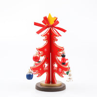 Wooden Christmas Trees Ornaments Scene Layout
