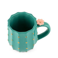 3D Metallic Gold Accented Ceramic Cactus Mug
