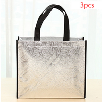 Non woven Metallic Reusable Gift Tote Bags (3 Pcs)