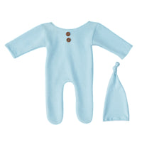 Newborn Photography Knitted Jumpsuit Long Tail Hat Two-piece Set
