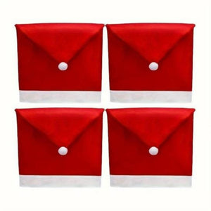 Christmas Chair Covers, Santa Claus Hat Slipcover Xmas Chair Back Cover For Christmas Din