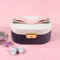 Small Pu Leather Bow Top Portable Jewelry Box
