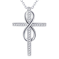 Rhinestone Cross Infinity Pendant Necklace