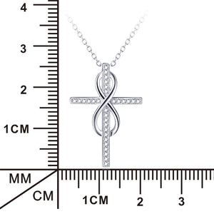 Collier pendentif infini croix strass