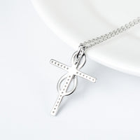 Rhinestone Cross Infinity Pendant Necklace

