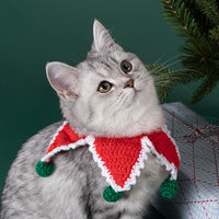 Christmas Cat Scarf Ornaments Cute Dog Scarf Winter Warm Knitted Small Milk Cat Scarf Clothes
