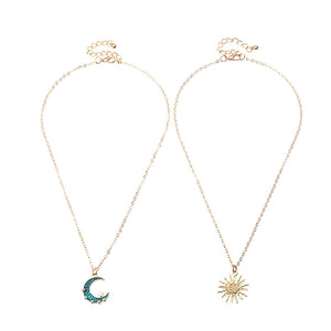 Collier soleil lune or bleu pendentif en acier inoxydable colliers bijoux