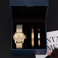 Stainless Steel Bracelet Watch Three-Piece Gift Box Set
