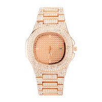 Watch Full Rhinestone Exaggerated Stainless Steel Combination Gift Set