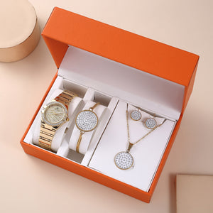 Boutique Set Gift Box Diamond Watch Bracelet Necklace Earrings