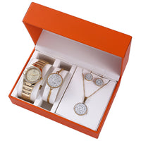 Boutique Set Gift Box Diamond Watch Bracelet Necklace Earrings

