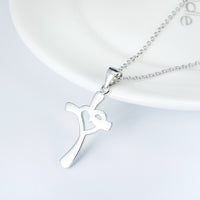 925 Sterling Silver Rhinestone Heart Cross Necklace
