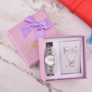 Watch Necklace Earrings Combination Gift Box Set