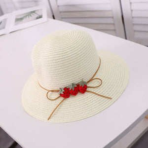 Red Strawberry Straw Sun Hat