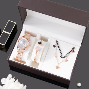 Quartz Fashion Watch Bracelet Necklace Gift Box Set