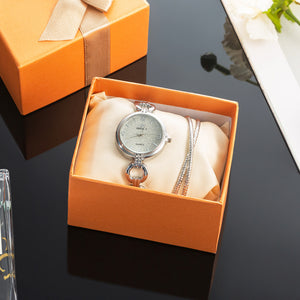 2-Piece Simple Casual Watch Set, Frosted Hollow Watch, Cross Alloy Jewelry, Watch Gift Box