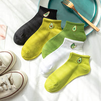 Avocado Embroidered Boat Socks