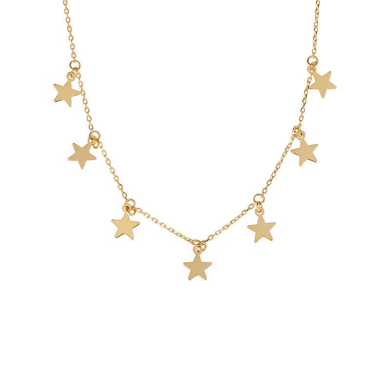Collier Niche en argent Sterling 925, clavicule féminine personnalisée, collier étoile à cinq branches doré