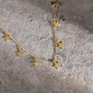 Collier Niche en argent Sterling 925, clavicule féminine personnalisée, collier étoile à cinq branches doré