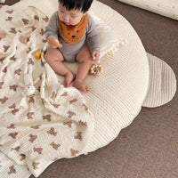 Ins Wind Korean Children's Room Baby Blanket Thin Quilt Photo Photography Props Bear Printing Three-layer Gauze Blanket
