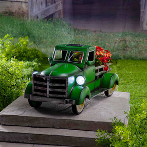 Vintage Truck Flower Pot With Solar Lamp Pickup Retro Style Solar Pickup Truck Garden Decoration Truck Flower Pot With Car Light