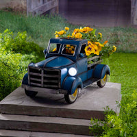 Vintage Truck Flower Pot With Solar Lamp Pickup Retro Style Solar Pickup Truck Garden Decoration Truck Flower Pot With Car Light
