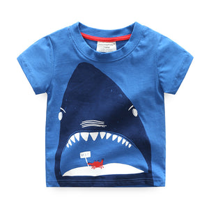 Camiseta de manga corta de verano para niños New Shark Top de media manga