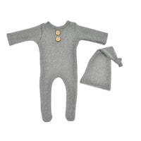 European And American Newborn Photography Clothes Mohair Knitted Jumpsuit Knotted Hat Suit Baby Knitted Romper Suit
